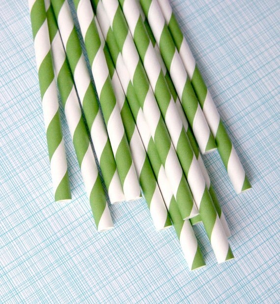 Kelly Green Striped Paper Straws with Free Printable DIY Flags (200) Il_570xn
