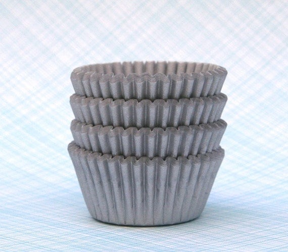 Mini Cupcake Liners Matte Silver Baking Cups (60) Il_570xn