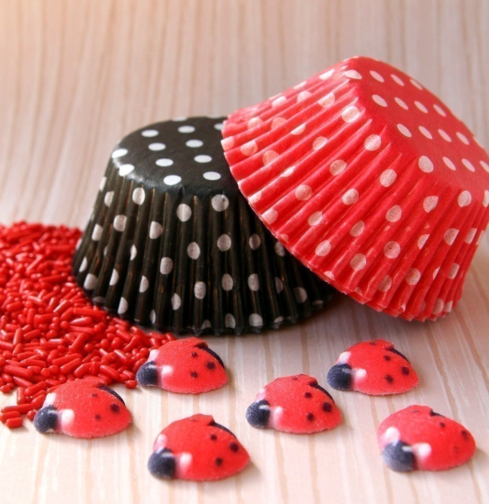 Ladybug Cupcake Kit - Cupcake Liners, Sprinkles and Toppers - for 24 Cupcakes