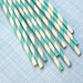 Aqua Striped Paper Straws with DIY Flags (25)
