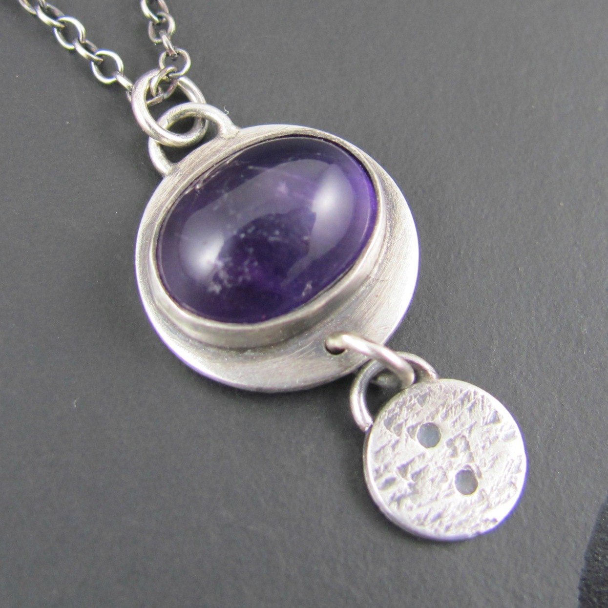 amethyst charm necklace - amethyst necklace - sterling silver necklace - gemstone necklace - purple necklace - charm necklace