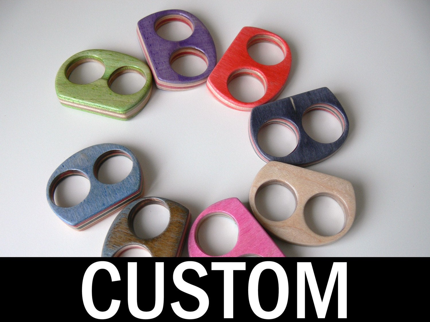 Two Finger Custom Recycled Skateboard Knuckles Ring