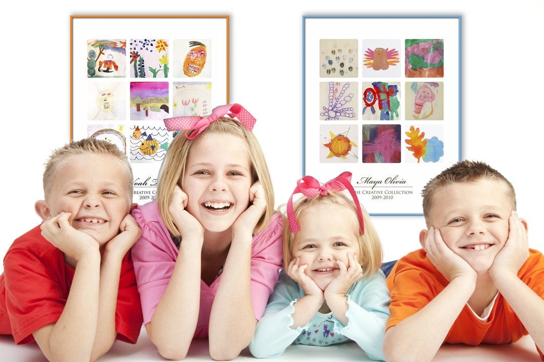 Custom Children's Artwork Collage-9 Square