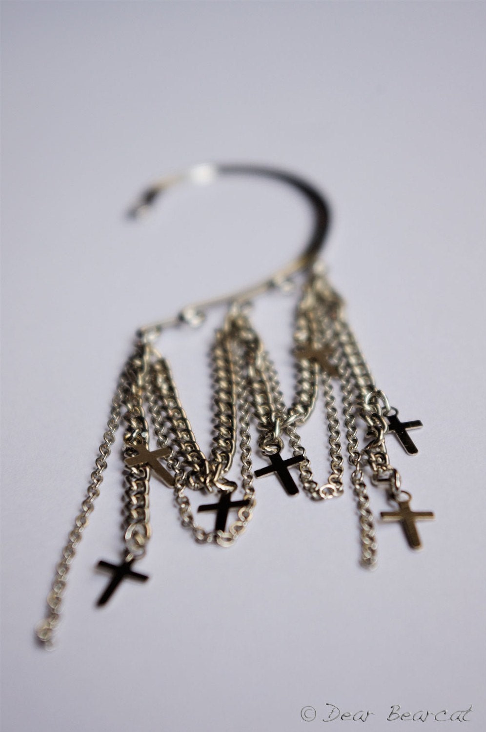 Surrender - Silver Cross Chain Ear Cuff Wrap by Dear Bearcat