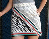 High Waisted Miniskirt Future Shock Tennis Club Stripe Border Print Vintage French Deadstock Cotton Fabric France All Sizes by Michelle Rose