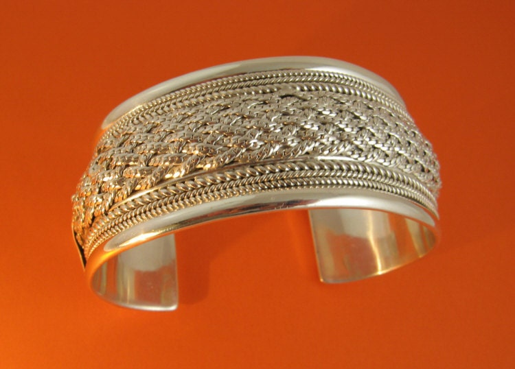Silver Woven Cuff Bracelet