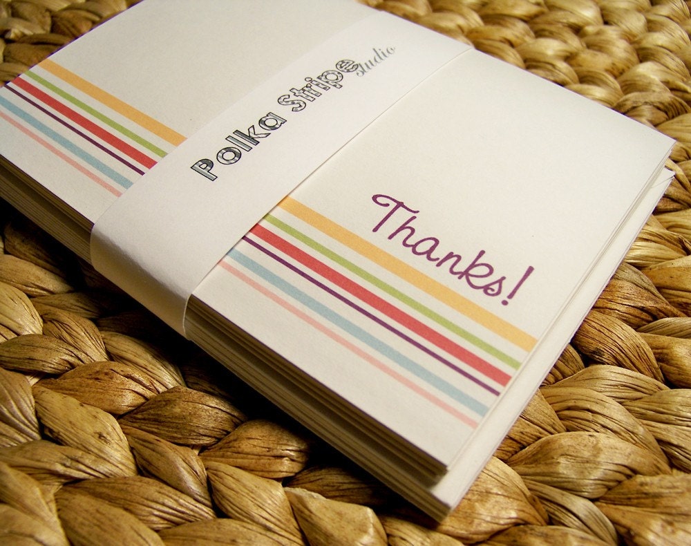 Candy Stripe Thank You Note Cards - Set of 10