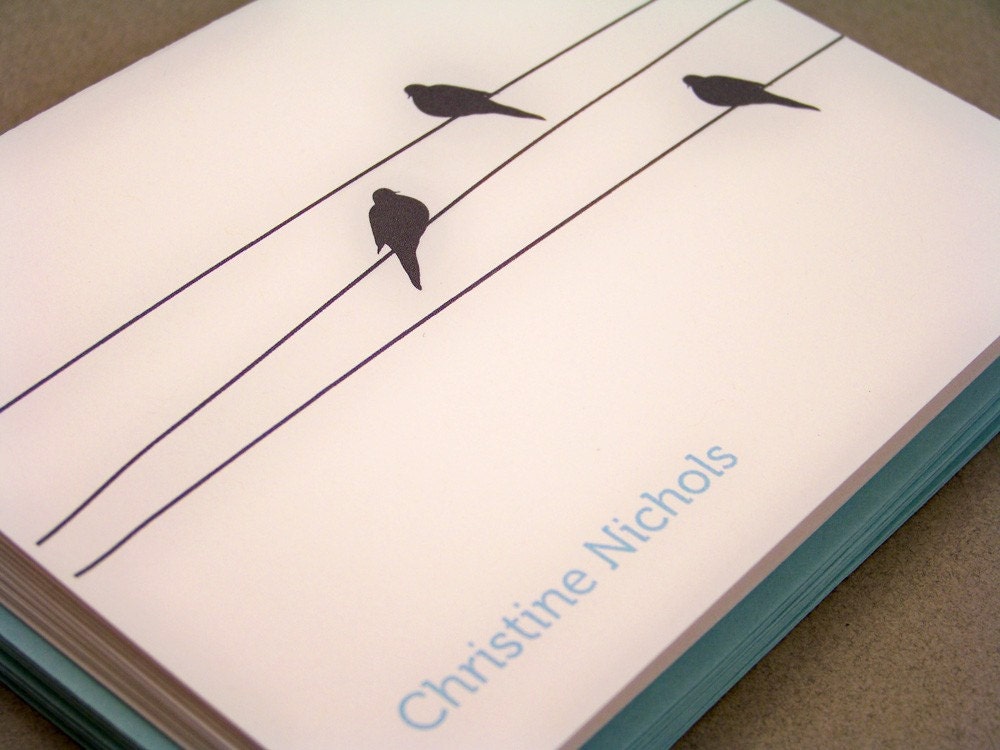 Personalized Bird on a WireNote Cards - Set of 10