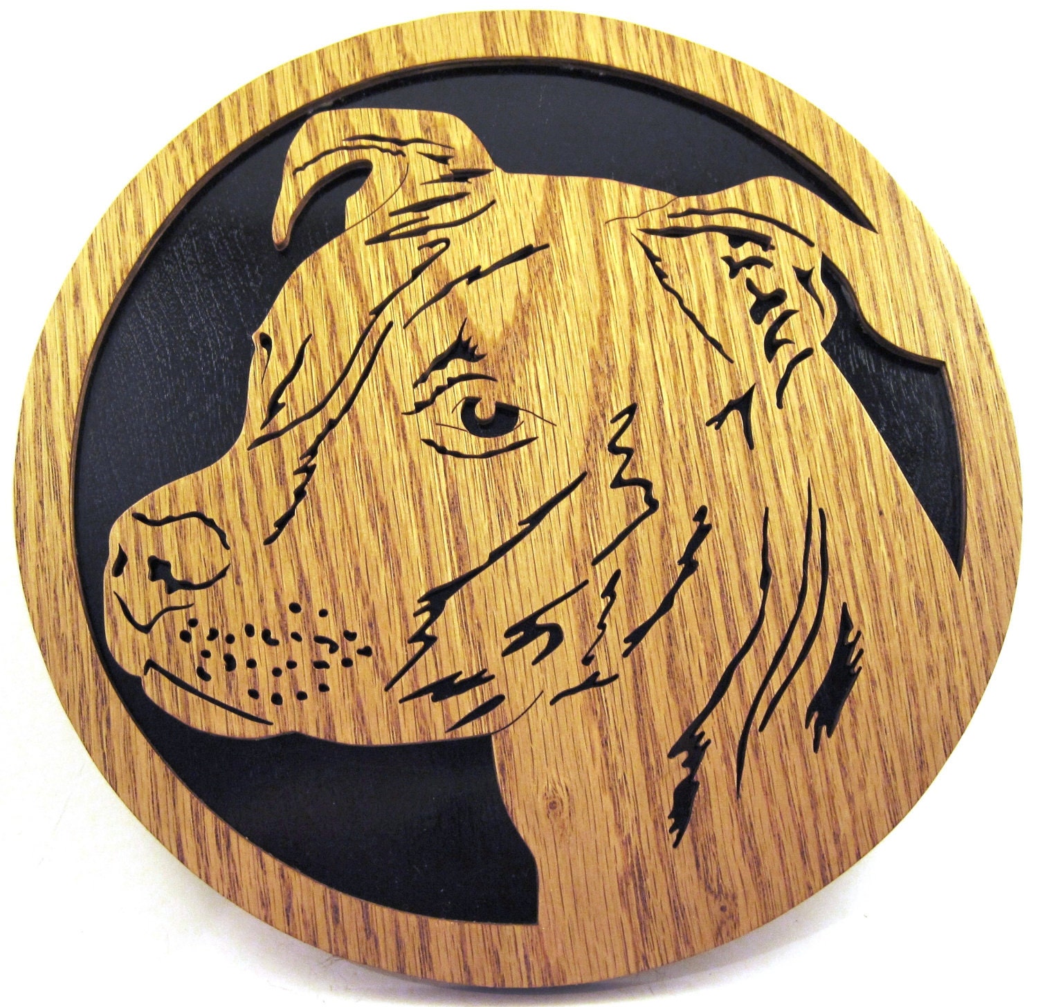 Pit Bull scroll saw cut wall plaque--48df