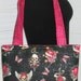 Mini Tote Tattoo's and Glitter / Hot Pink / Skulls and Roses / Accessory / Ready to Ship