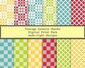 Digital Paper Pack- Country Checks and Gingham - Card Making, ScrapBooking, Paper Crafts