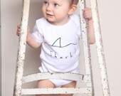 Shark Onesie, Bodysuit Jumper, Hand Drawn, Printed on American Apparel