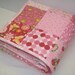 Owl Baby Quilt, Girl Quilt, Pink, Moda Love U, Alphabet, Forest Theme, Modern