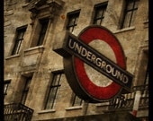 Photography London - Underground - 8 in x 8 in Fine Art Photo - London Underground Photo - London Underground Sign - London Photo 