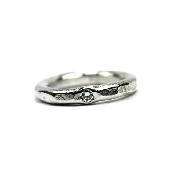 Sterling Silver Diamond Wedding Band - Subtle