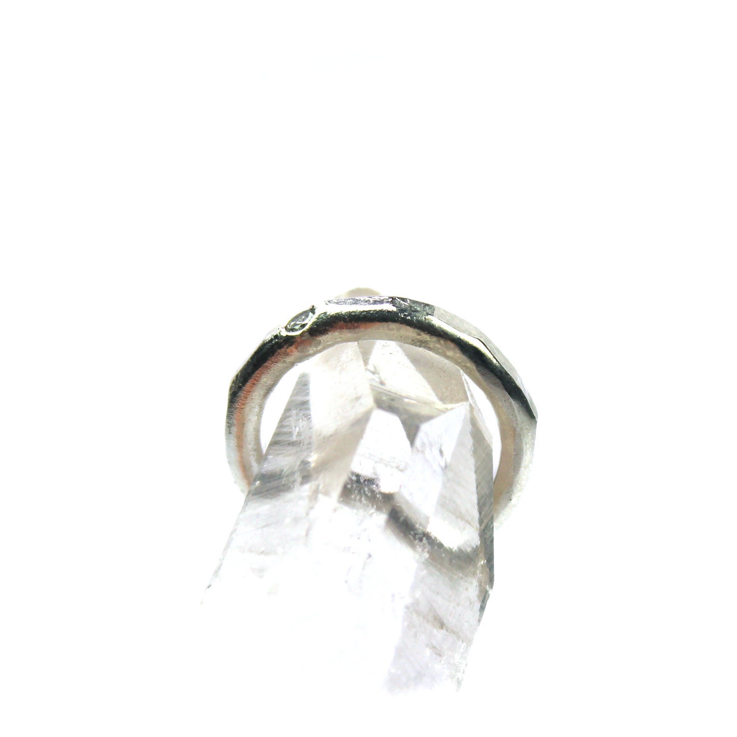 Sterling Silver Diamond Wedding Band - Subtle