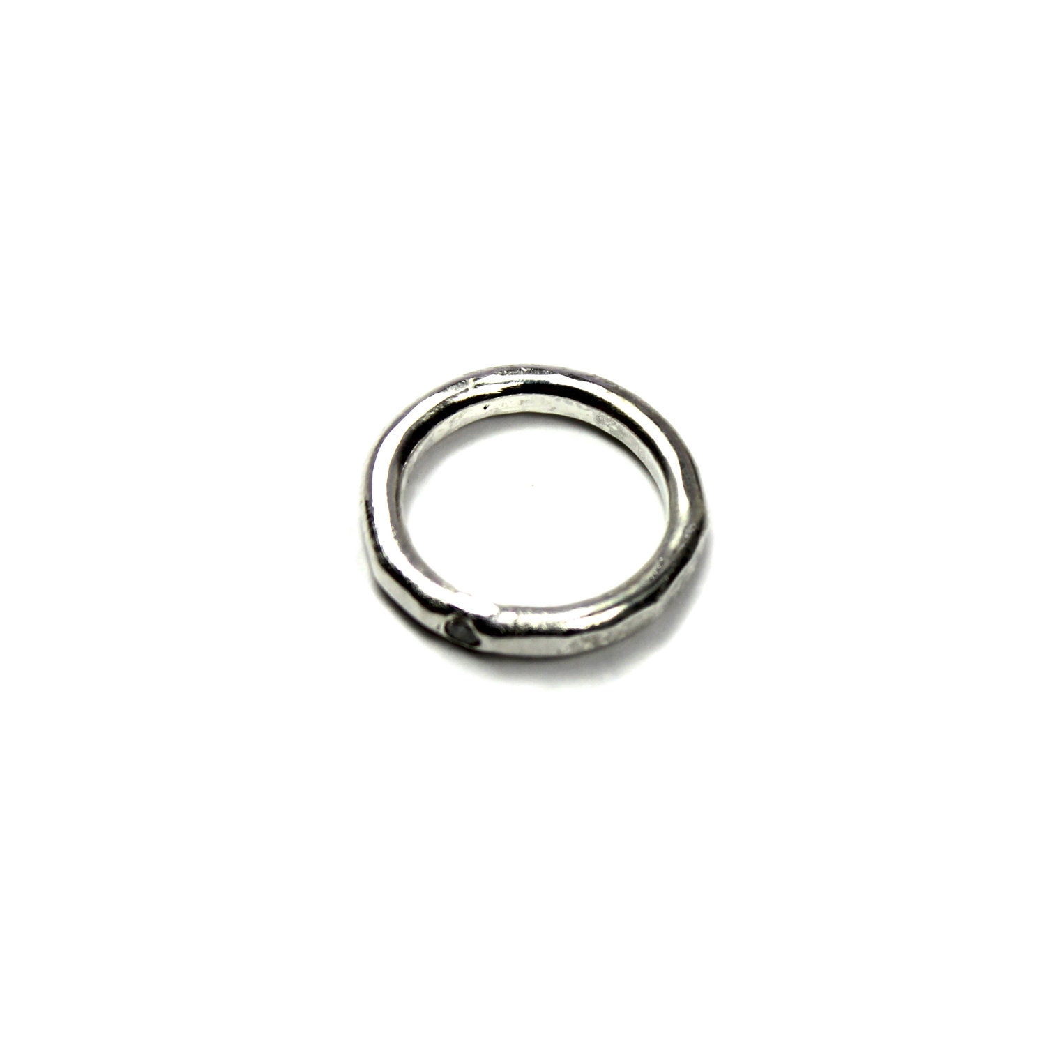 Sterling Silver Diamond Wedding Band - Subtle