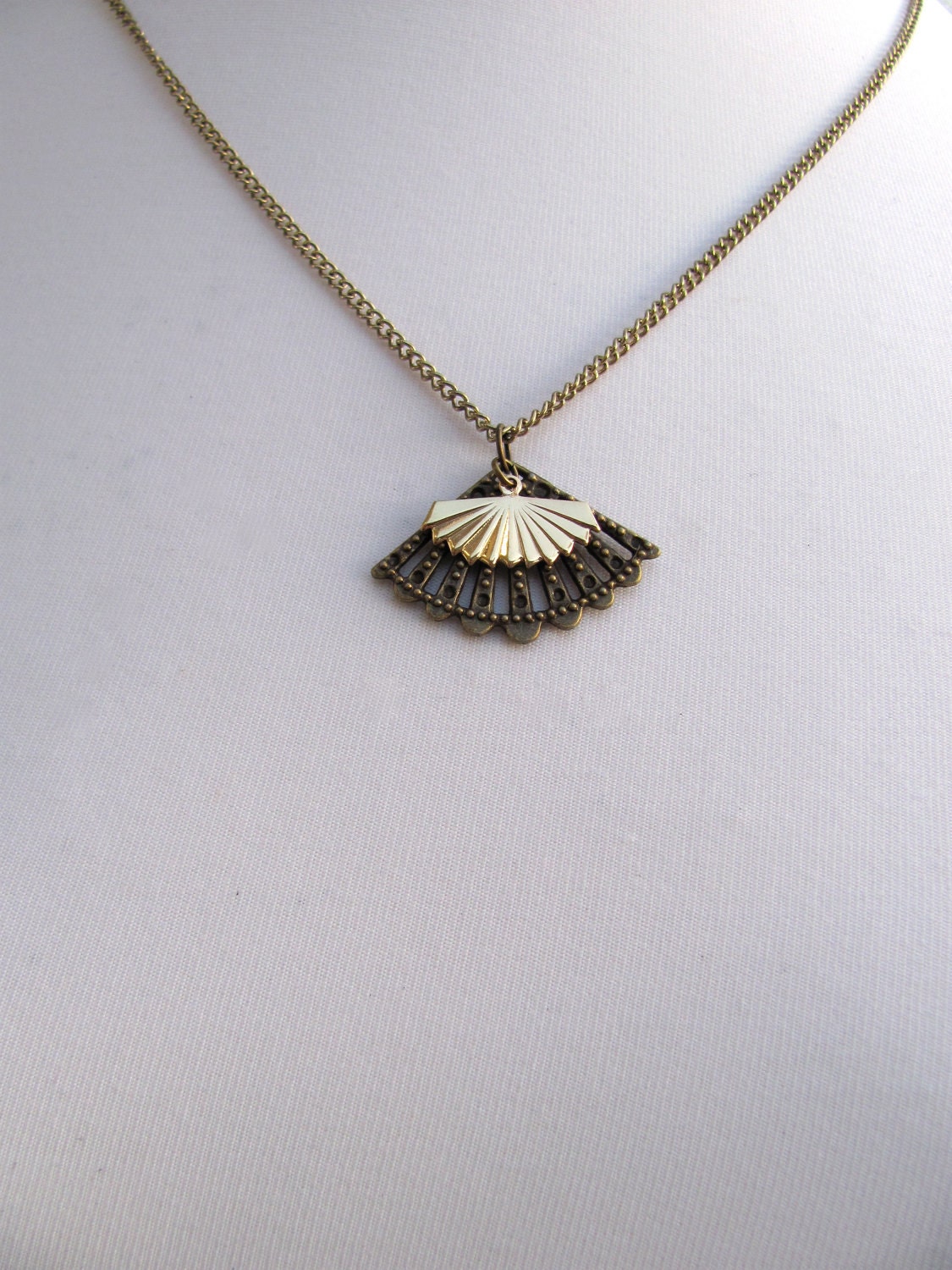 ON SALE: Spanish fans charm necklace on gold metal chain, handmade, vintage-inspired