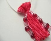 Valentine's Day Ornament: Pink Beaded Tassel covered in Red Hearts