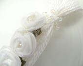 White Roses on White Wedding Spring Easter Decoration Favor Embellishment Tassel
