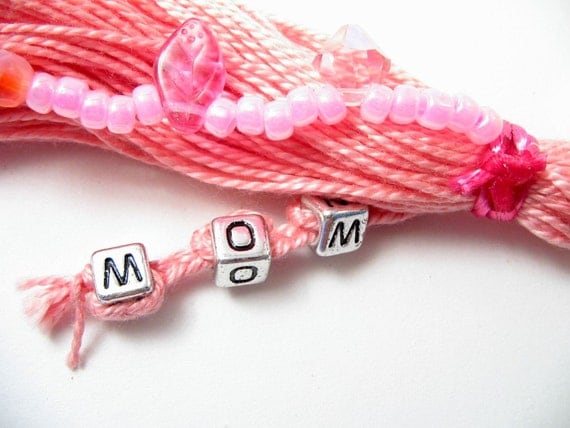 Pink Mother's Day Beaded Purse Tassel