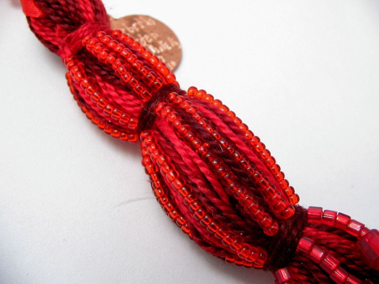 Tiered Red Beaded Tassel