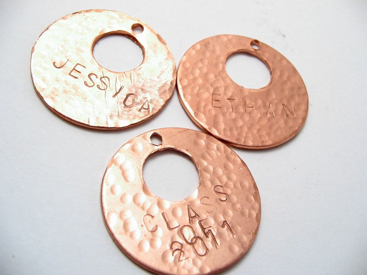 Copper Medallion or Charm Custom Hand Stamped