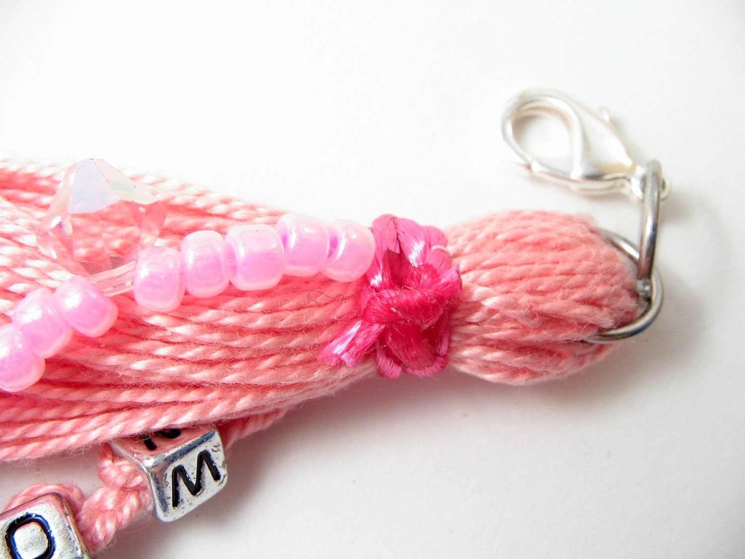 Pink Mother's Day Beaded Purse Tassel