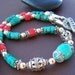 Rio Rancho Gemstone Necklace - Turquoise Coral Sterling Silver Beaded Necklace