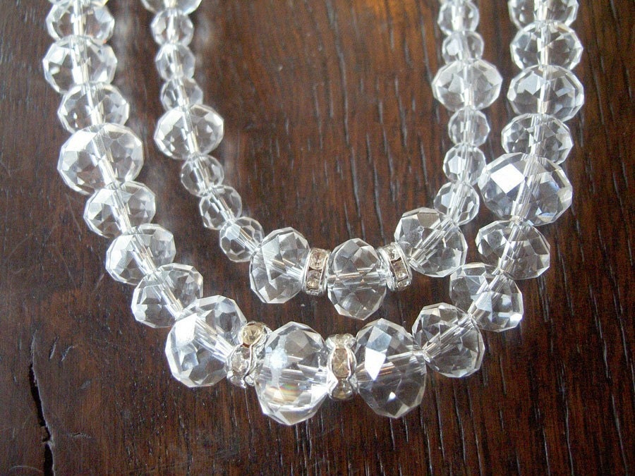 Austrian Crystal and Rhinestone Necklace - Double Strand - Beautiful for Every Day To Bridal