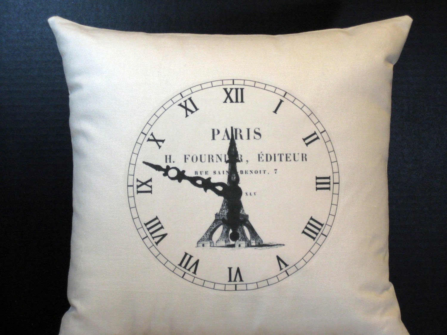 Pillow Time in Paris with Eiffel Tower Clock Hands