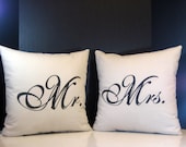 Pillow Set Mr. and Mrs. Pillows for Wedding Gifts, Newlyweds and Married Couples