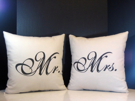 Pillow Set Mr. and Mrs. Pillows for Wedding Gifts, Newlyweds and Married Couples