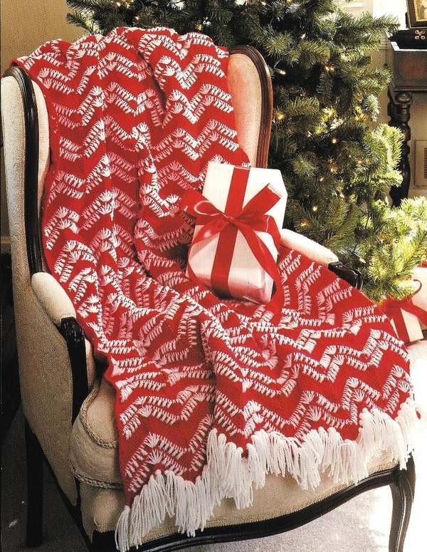 X274 Crochet PATTERN ONLY 2 Afghan Pattern Peppermint & Snowflakes