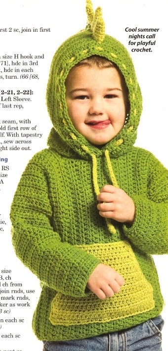 Items similar to X774 Crochet PATTERN ONLY Dinosaur Hoodie ...