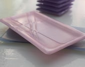 Fused Glass Dish Pale Pink Iridized Chopstix