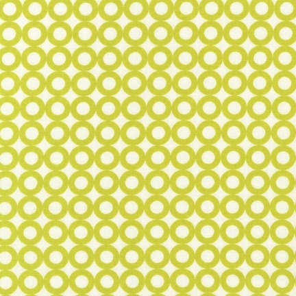 Organic Cotton Fabric Modern Whimsy Lime Circles by Laurie Wisbrun for Robert Kaufman - 1 YD - FabricFascination