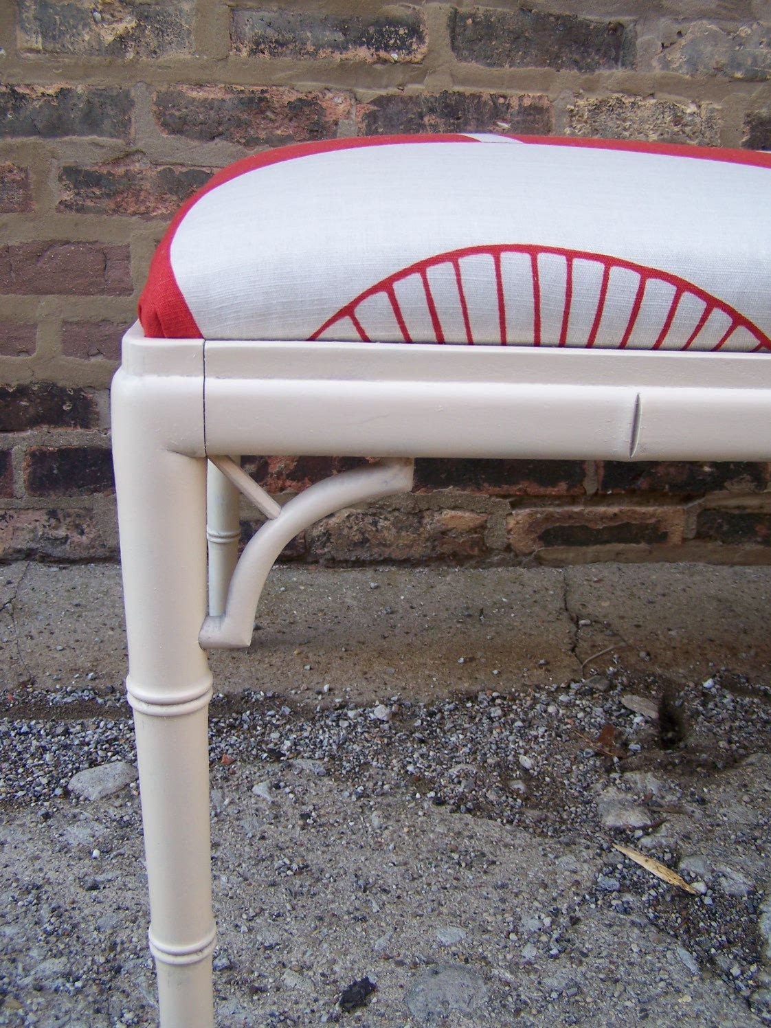 Beautiful Ottoman Upholstered In Thomas Paul Fabric