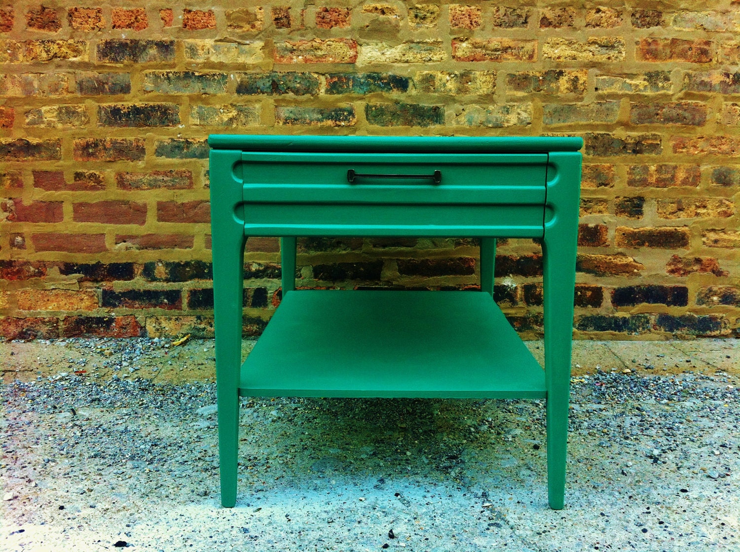 Mid Century Side Table In Festive Green