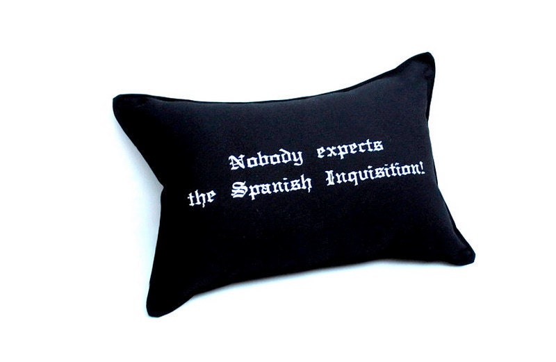 Spanish Inquisition Pillow- Black Cotton Embroidered