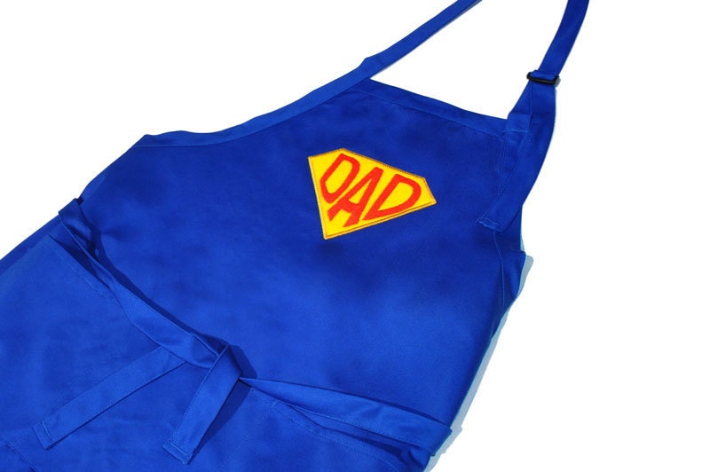 Men's Embroidered Full Apron with Super Dad Emblem