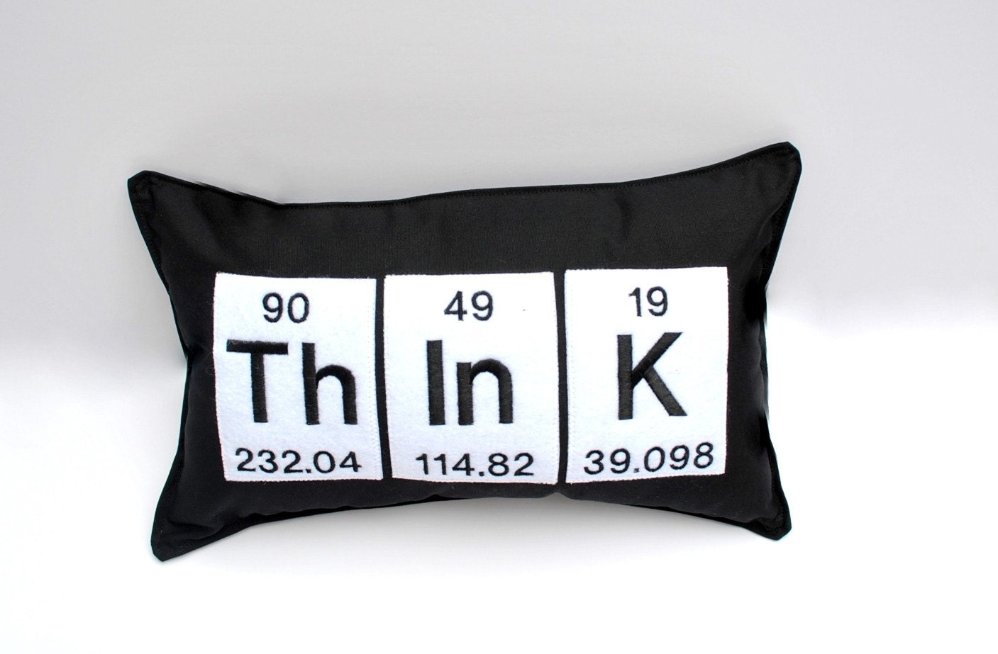 Think Word  Embroidered Pillow using the Periodic Table Chemistry elements