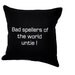 Bad Spellers Black Cotton Embroidered Pillow