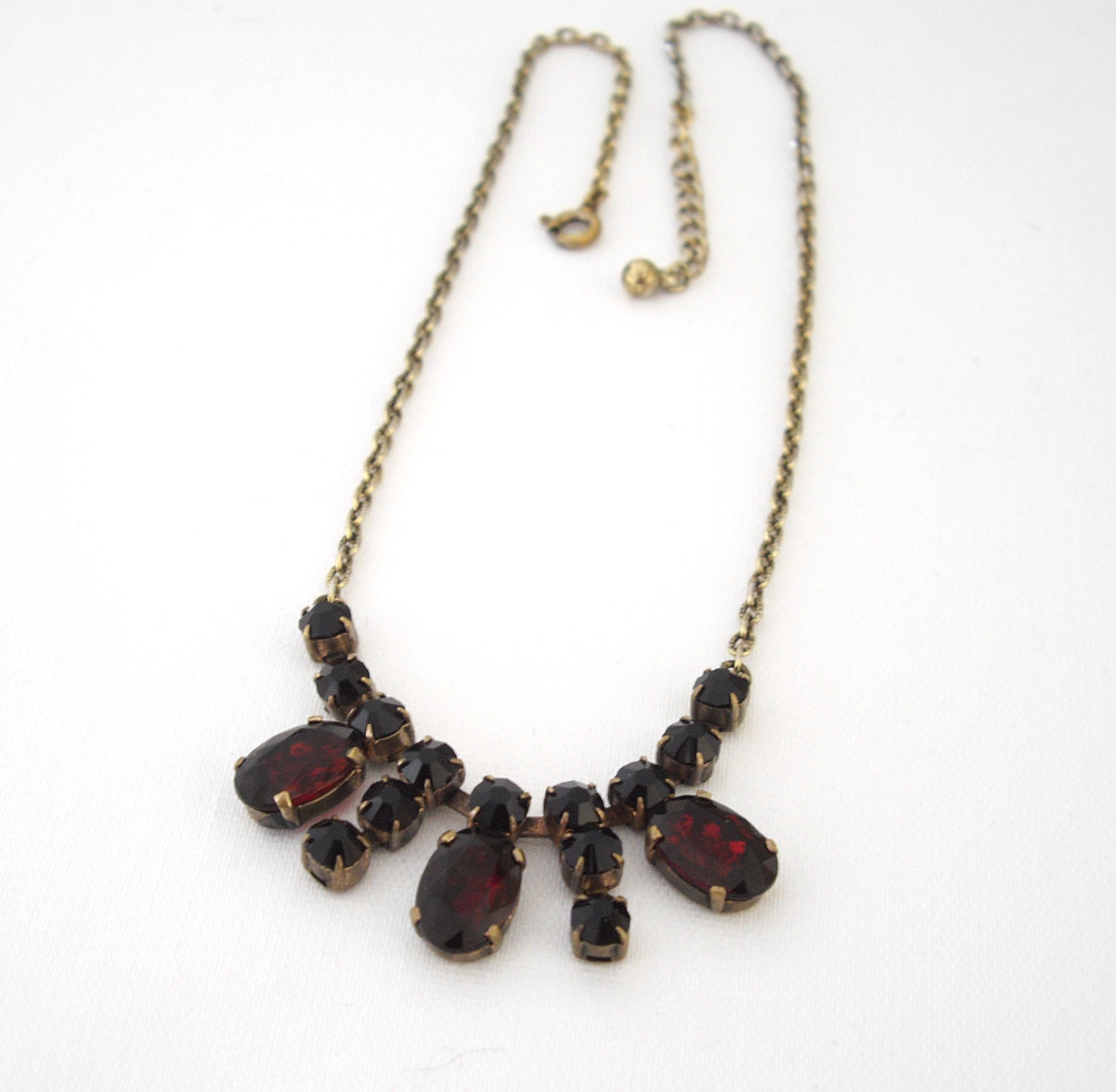Vintage Czech Garnet Rhinestone Necklace