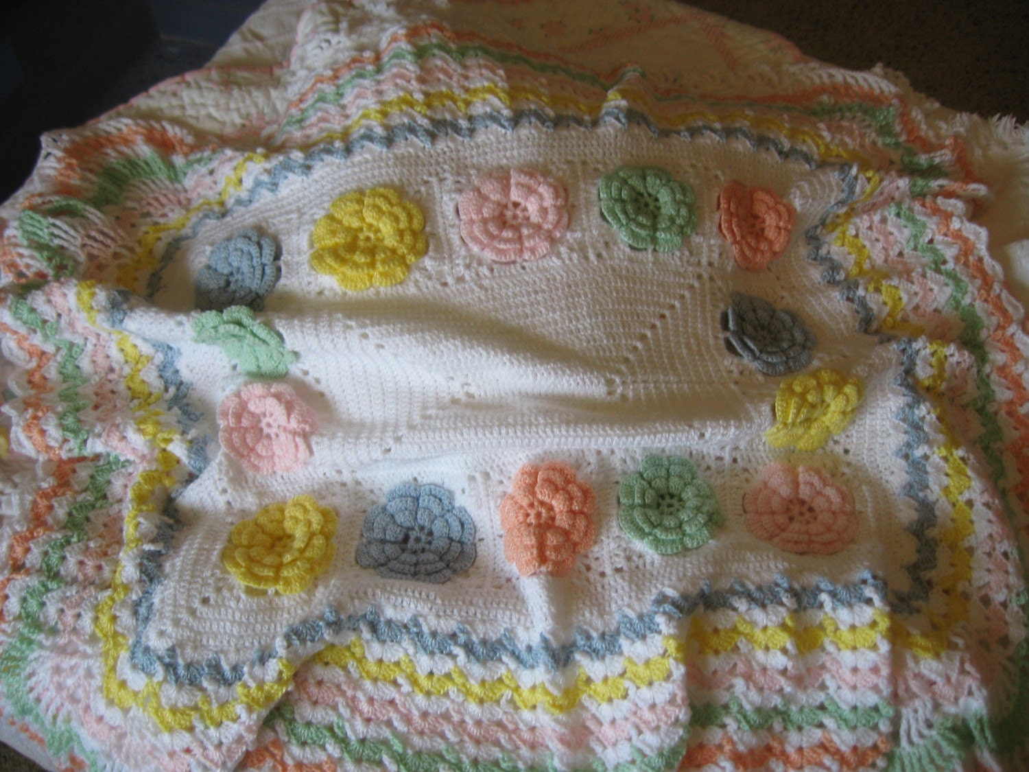 Raised Flower Baby Afghan