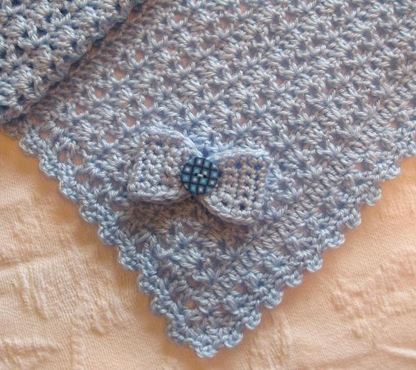 Buttons and Bows Baby Afghan Blanket in Blue