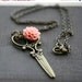 Cyber Monday Sale Scissors Necklace with Flower Vintage Style - PEONY