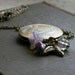 Bird and Locket Necklace, Round Locket, Bird Locket, Vintage Inspired Necklace, Long Necklace, Lilac, Lavender - Lilian