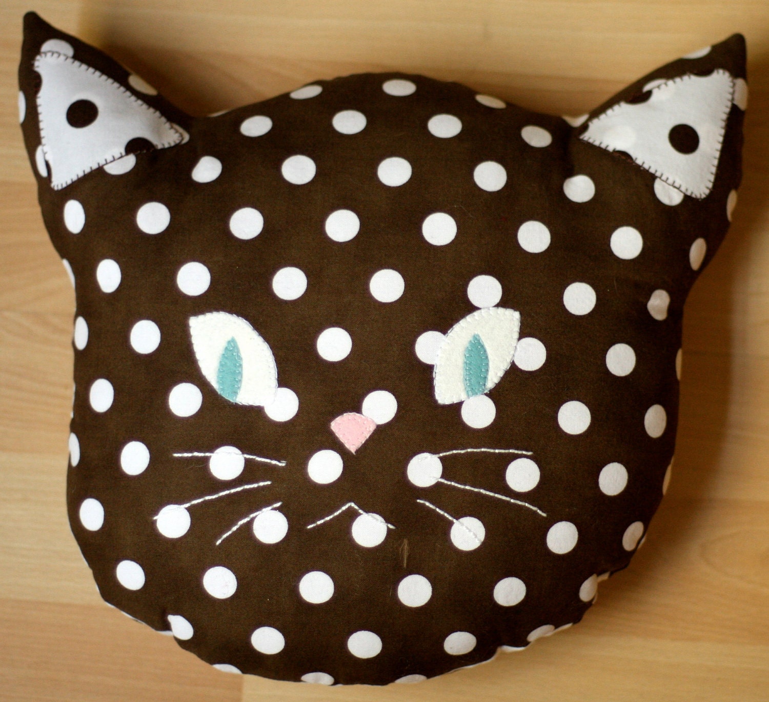 Kitty Pillow in Cocoa Dot