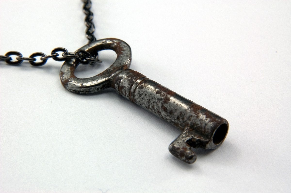 Vintage Teeny Tiny Miniature Skeleton Key Necklace Number - by Gwen DELICIOUS Jewelry Design